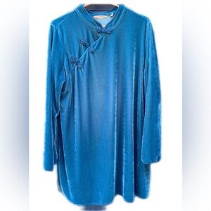 Soft Surroundings Blue Velvet Tunic.  Elegant neckline & cozy blue jewel tone.